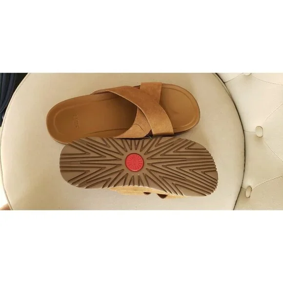 NEW UGG MEN'S WAINSCOTT SLIDE CHESTNUT SUEDE SANDALS SLIPPERS SZ 11